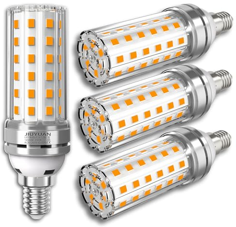 12 W E14 LED-Leuchtmittel, LED-Kandelaber-Glühbirne, 100 W entspricht einer Glühlampe, 360 ° Licht warmweiß 3000 K, 1450 lm, CRI>80+, nicht dimmbar, Edison-Glühbirne, 4 Stück