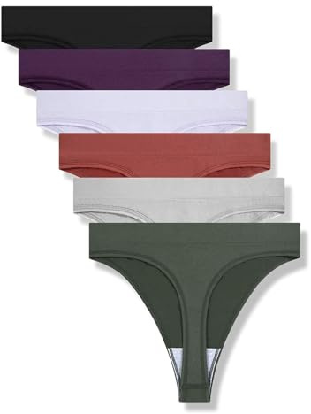 GRANKEE Women High Waisted Seamless Thong No Show Workout Underwear pack | Tummy Control: Smoothing for mom pouch, Invisible: No-panty-line fit under leggings, Breathable: Cotton crotch for gym