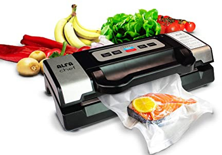 Alfa Chef Máquina Envasadora. Conservación Doméstica de Altas Prestaciones. Acero inoxidable, Plata.