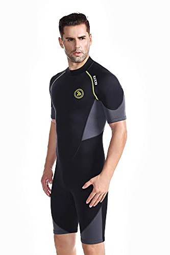 ZCCO Herren Shorty Neoprenanzüge 1,5 mm Premium Neopren-Reißverschluss Kurzarm zum Tauchen, Speerfischen, Schnorcheln, Surfen, Kanufahren(MS201-L)