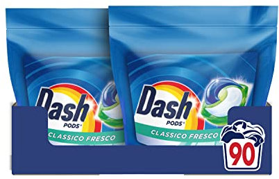 Dash Pods Detersivo Lavatrice In Capsule, 90 Lavaggi (45x2), Classico Fresco, Rimuove Le Macchie, Efficace A Freddo Anche E In Cicli Brevi