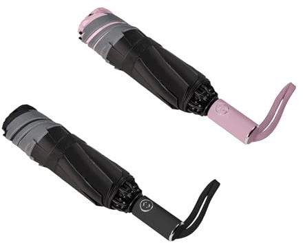 BAODINI Inverted UV Protection Umbrella for Rain and Sun Medium Size 46 inch arc Canopy UPF 50+ Rverse Compact Umbrella Auto Open Close for Travel