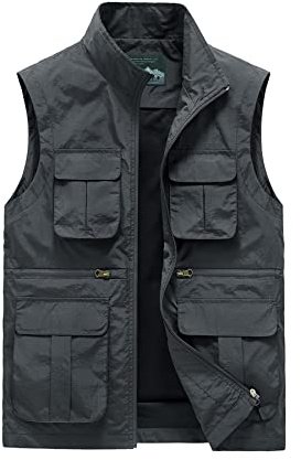 Btmpmcs Gilet de Pêche pour Hommes Léger Respirant Veste en Plein Air Été Multipoches Gilet de Travail Sans Manche à Séchage Rapide Gilet de Photographe Camping Chasse Vêtements