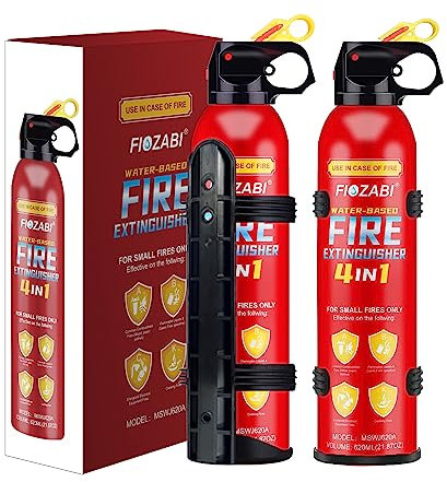 FIOZABI 2 PACK Portable Fire Extinguisher Spray 4 in-1 With Bracket for The House/Car/Kitchen/Garage/Home,0.5-A:21-B:C:5K Water-Based Fire Extinguishers(620ml/21.87OZ)