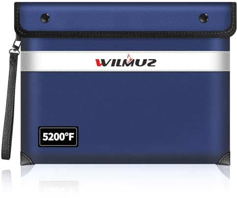 Wilmuz Feuerfeste Geldtasche für Bargeld, 27,9 x 19,6 cm, verbessert, isoliert, wasserdicht, feuerfest, mit wasserabweisendem Reißverschluss, feuerfeste Umschläge für wichtige Dokumente, Wertsachen
