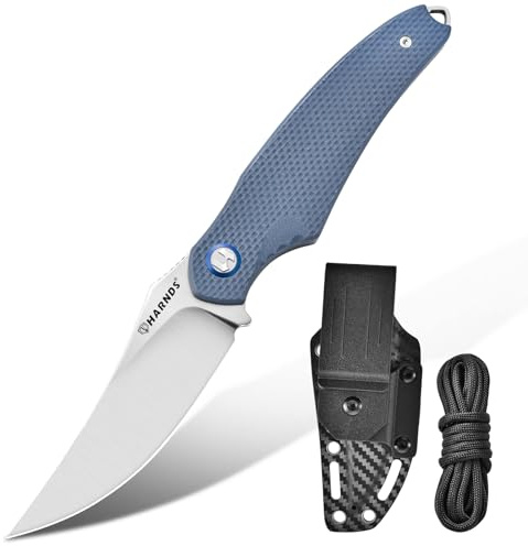 Harnds Haj Utomhus Fast Bladkniv med Kydex Stålblad D2 Perfekt Campingkniv Premium Survival Knife Bushcraft Knife (Grå - Satin)