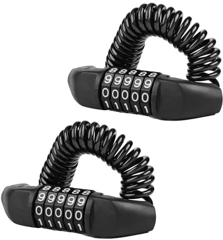 2 Stück Fahrradschloss mit 5-Stellig Code Kombination Helmschloss Kabelschloss Zahlenschloss Fahrradschloß Hohe Sicherheit für Motorräder Roller Autotüren Garagen