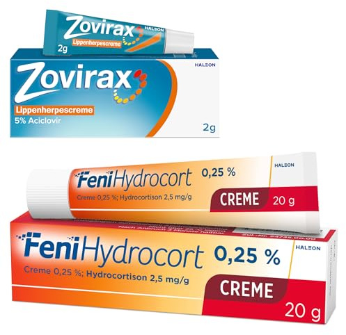 Zovirax Lippenherpescreme (2 g) + FeniHydrocort Creme 0,25% (20 g): Effektive Behandlung von Lippenherpes, Hautentzündungen, Insektenstiche und Juckreiz