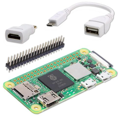 Raspberry Pi Zero 2 W Starter Kit mit Quad-Core CPU, Bluetooth 4.2, Mini HDMI & USB Adaptern – Inklusive Stiftleiste – Perfekt für DIY Projekte, Bastler & IoT Anwendungen