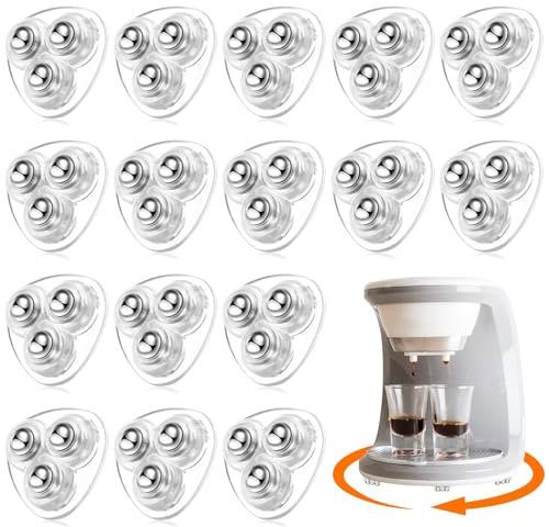 JOZMMZEOOA 16 Pcs Self Adhesive Caster Wheels Mini Small Appliance Rolls 360 Degree Rotation Sticky Ball Casters for Kitchen Small Appliance Storage Bins (Transparent)