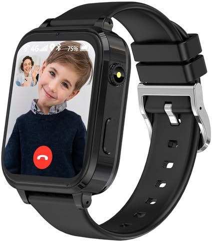 LITEYPP Smartwatch Kinder, 4G Kinder Smartwatch mit GPS und Telefon, Kinderuhren, WLAN, SOS, Wecker, Schulmodus, Wasserdicht, Geschenke für Jungen Mädchen, Armbanduhr Junge (Black)