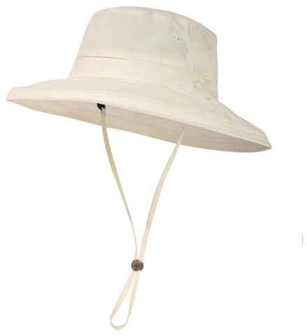 TOP-EX Cappello da sole impermeabile da donna, grande, tesa larga, UPF 50, con sottogola e apertura per la coda di cavallo, pieghevole e compatto, ideale per la pesca, l'outdoor, l'estate, il