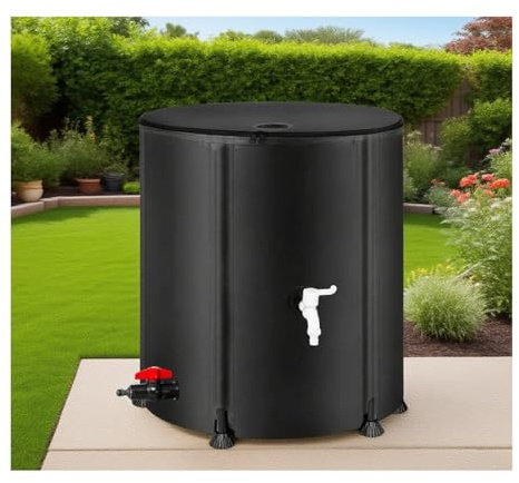 HOFUNTRE Barril Plegable ，Barril De Lluvia Plegable，depósito De Agua Portátil，Estructura Fuerte Y Duradera, Flexible, Aplicable En Muchos Escenarios, Fuerte Portabilidad.(Black,100L)