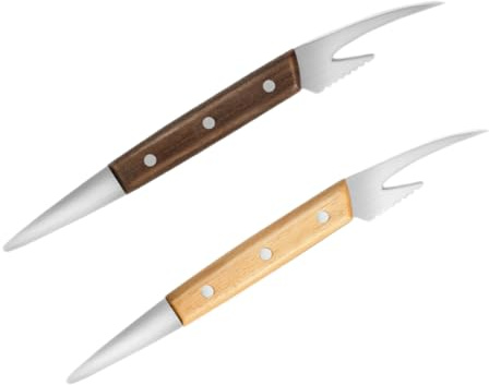 TOKIDNY 2 piezas Peladores de Gambas de Acero Inoxidable con Mango de Madera Herramienta Práctica para Pelar y Desvenar Mariscos Gadget de Cocina Compacto y Fácil de Usar para Limpieza