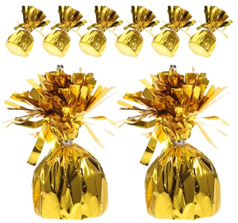 Toyvian Pesas para Globos de Aluminio Doradas 8 Piezas Contrapesos para Globos Inflados con Gas y Soportes Accesorios para Decoración de Fiestas Bodas y Centros de Mesa