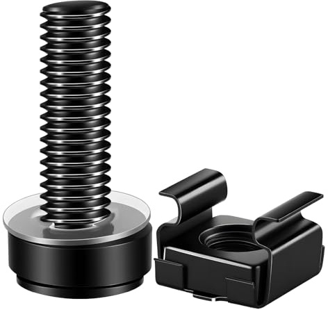 Deohsyly Rack 38Pcs M6 x 25mm Mount Cage Nuts, Screws and Washers for Rack Mount Server Cabinet, Rack Mount Server Shelves, Routers, Rack Mount Screws and Square Insert Nuts