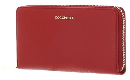 Coccinelle Cuir Porte-Monnaie Metallic Soft Wallet Grained Leather Scarlet Rouge