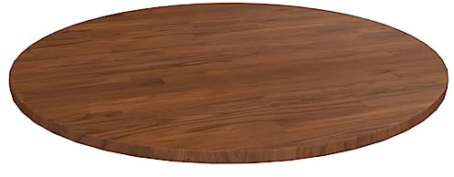 Fangmaliuyun Tischplatte rund aus Massiv Eiche Dunkelbraun Ø80 cm x 1,5 cm robuste Holzplatte für Couchtisch Küche Esszimmer Balkon Restaurant