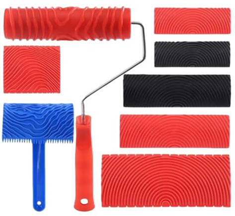 Herramienta para pintar vetas de madera | 8 Piezas Creador de Mejora de Textura - Rodillo de Veteado de Madera,para Muebles Puertas Mesa Cocina Salón Dormitorio Garaje Tallero Armario
