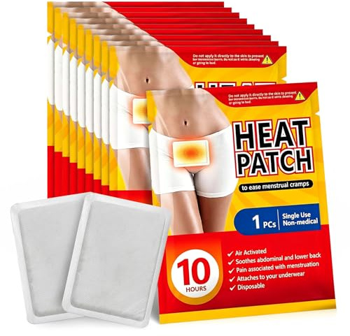 Patchs chauffants autocollants 8 à 10 heures de chaleur intense activés par l'air 100% naturels – pour les règles, le dos, la nuque, les épaules, les douleurs menstruelles, les courbatures – 10 pièces