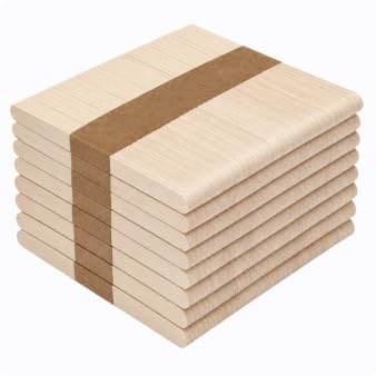 OWLKELA 400 palitos de hielo de madera, 114 mm, palos de madera para manualidades, tallos de madera, para manualidades, palillos de madera, espátulas de madera DIY