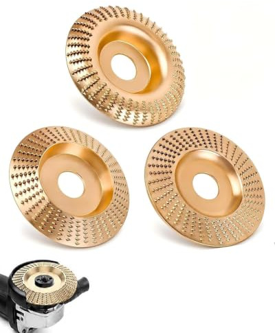 KERYBW Disco de madera de 100 mm para amoladora angular, 3 piezas con orificio de 16 mm, disco de escofina, disco de desbaste, fresa de madera para tallar y moldear