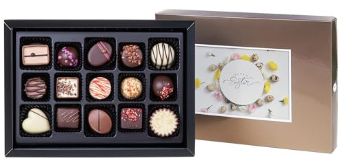 CHOCOLISSIMO – 15 klassische edle Pralinen mit abwechslungsreichen Füllungen, Osterpralinen, Ostergeschenk für Erwachsene, Frauen, Männer, Luxuriöse Pralinenmischung, Geschenkidee, Osterschokolade