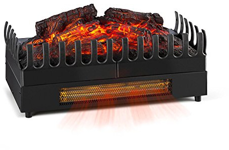 KLARSTEIN Kamini FX - Cheminee Decorative chauffante, Cheminee Artificielle, Cheminee Electrique encastrable, 1000/2000W Fonction Chauffage, 2W LED, 45cm - Noir