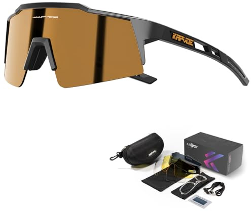 KAPVOE Polarizzati Occhiali Da Ciclismo Con 4 Lenti Intercambiabili TR90 Sport Occhiali Da Sole Donne Uomini Corsa Mtb Bicicletta Accessori 11 Marrone Nero