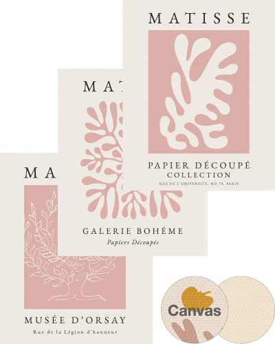 HesenDot Matisse Wall Art Decor Set of 3,Abstract Matisse Wall Art Exhibition Posters,Unframed Pink Tree Wall Art,Truly Quality Canvas Prints for 11x14in,Art Poster Decoration for Kitchen,