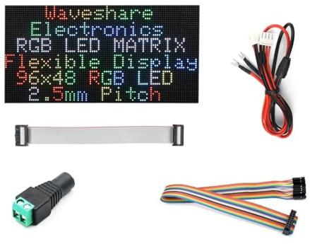 Waveshare Flexible RGB Full-Color LED Matrix Panel 2.5mm Pitch 96x48 Pixels Adjustable Brightness and Bendable PCB Compatible with Raspberry Pi/Raspberry Pi Pico / ESP32 / Arduino