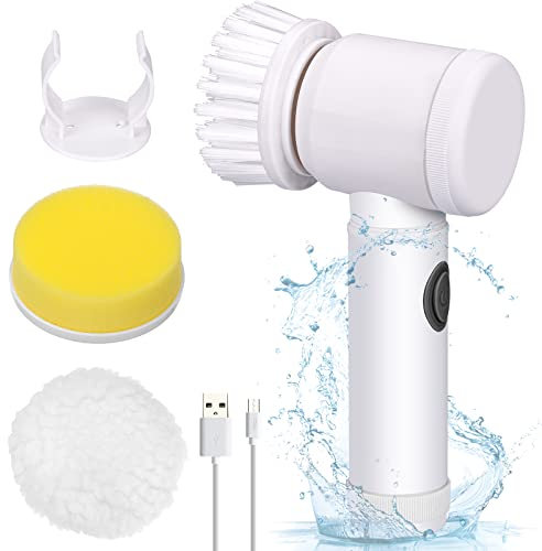 Cepillo de Limpieza Eléctrico, Cepillo Giratorio Eléctrico Inalámbrico,Potente 360°Spin Scrubber,con 3 Cabezales de Cepillo,Adecuado para Duchas, Bañeras, Azulejos, Cocinas, Fregaderos y Esquinas.