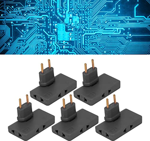 Tefola 5-delad EU-uttagskonverterare, svängbart grenuttag, vridbar mini-förlängningsadapter, trådlös 180 graders förlängning 1 till 3 EU-kontaktadapter 110–250 V (svart)