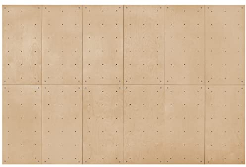 ALPIDEX Kletterwand ab 1,44 qm in Natur/Weiß/Braun inkl. Befestigungsmaterial und Einschlagmuttern, unbegrenzt erweiterbar Kinder Erwachsene, Farbe:Natur Holz | 12 Paneele (8.64 m²)