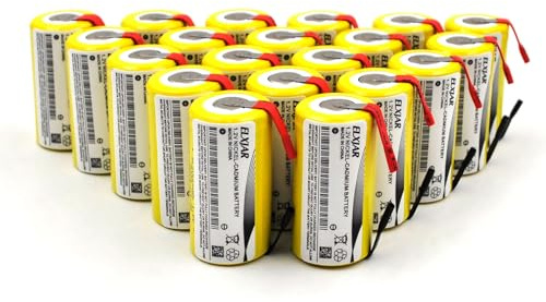 YUTSUJO (20-Pack) Sub C 1.2V 2000mAh Ni-CD Rechargeable Batteries with Tabs for Power Tools, Cordless Drills, Emergency Lights, High Drain Devices