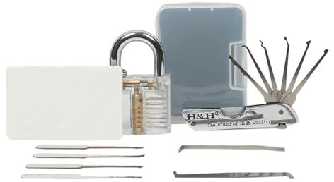 YQLEISHI 11-teiliges Lockpicking Set mit transparentem Trainingsschloss Coole Gadgets für Männer und Leitfaden für Anfänger und Pro Schlosser