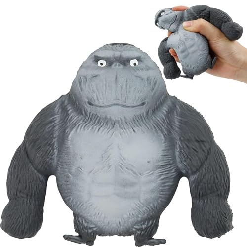 Gorilla Antistress, Elastikorps Mister Monkey - Giocattolo Adatto per Adulti, Bambini, Relax per Feste, Intrattenimento e Sollievo Dallo Stress (Grigio)