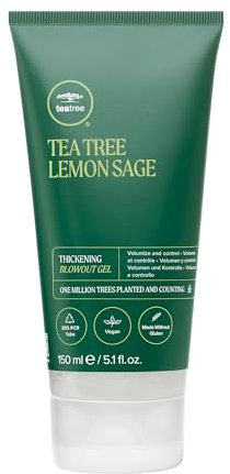 Tea Tree Lemon Sage Thickening Blowout Gel, Volumizing Hair Gel, For Fine Hair, 5.1 oz