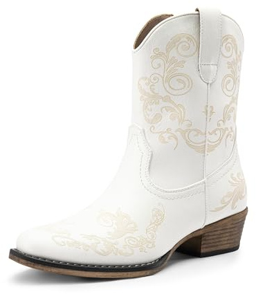 DREAM PAIRS Women's Cowboy Cowgirl Western Ankle Boots | Square Toe Fashion Dress for Country Concert Theme Party Low Chunky Heels Fall Short western booties