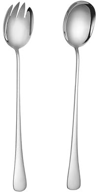 JCUGSBS Posate per Insalata,Cucchiaio da Insalata,Forchetta da Insalata,Posate per Insalata in Acciaio Inossidabile,Kit de Posate da Insalata,Adatto per Cucina,Hotel,Ristorante,Festa (2 PCS,Argento)