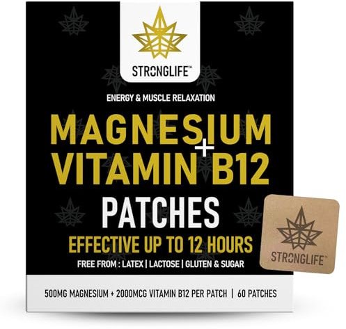 Magnesium & Vitamin B12 Patches – 60 Patches for Energy, Nerve, and Muscle Support | High Absorption, Like Capsules and Powder (60 Patches, Magnesium Vitamin B12)