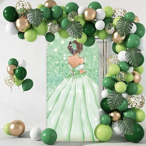 MEHOFOND 3.3 x 7 pies verde ceremonia para adultos vestido de princesa dulce arco telón de fondo redondo marco de arco traje fiesta de cumpleaños boda novia ducha Chiara arco cubierta decorativa