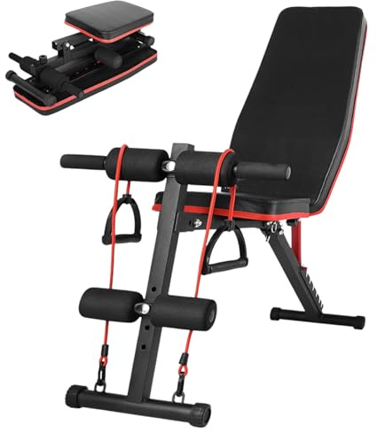 Banco de Mancuerna Plegable Inclinable Banco de Pesas Musculación Multifuncional para Entrenamiento Completo Máquina de Fitness Gimnasio Hogar