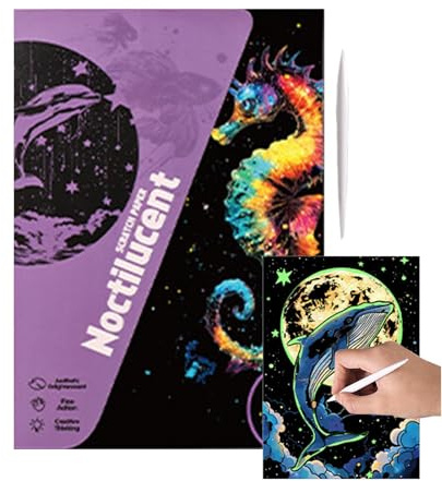 Générique Papier à gratter d'art, Papier à gratter - Art à Scratch à Scratch 4X fabriqué à la Main - Coloriage Dessin Artisanat, Plaisir, Paysage créatif et Art Animal pour Les, Adolescents Adultes