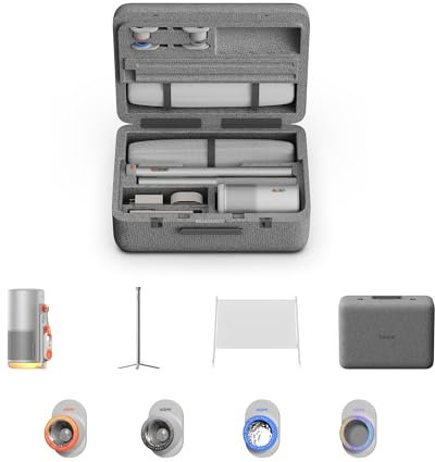 XGIMI MoGo 4 Laser Outdoor Beamer Set – 550 ISO-Lumen, Google TV & Netflix, integrierter Akku + PowerBase-Ständer für bis zu 5 Std. Laufzeit, inkl. 70 Leinwand, 4 Filter & Tragetasche