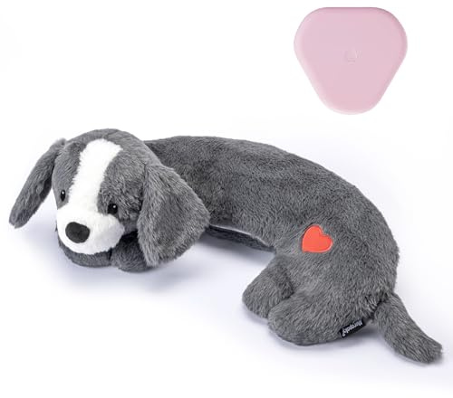 Moropaky Heartbeat Puppy Toys Dog Heartbeat Toy for Anxiety Relief Calming Aid, Heartbeat Stuffed Animal for Puppy Dog Comfort Sleep Aid Crate Training, Puppy Essentials, Dark Gray