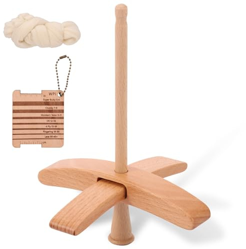 Ghshanog Wood Drop Spindle,Weaving Spinner Tool,Turkish Spindle Yarn Making Kit,Top Whorl Yarn Spindles Spin Hand Wool Starter Spinner Kit for Felting Weaving Crochet(Style2)