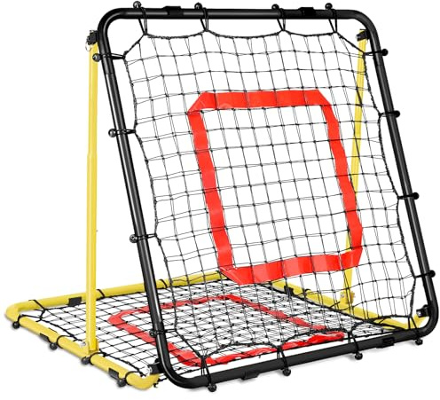 Rete Rimbalzo Calcio Pieghevole, 85 * 85 cm Rete da Rimbalzo per Pallavolo, Reti PE a Doppio Strato, Angolo Regolabile, Formazione Sulle Competenze per Calcio, Pallavolo e Pallacanestro