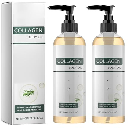 Kollagen lyftkroppsolja, återfuktande kroppsolja, synlig anti-åldrande hudvård, kollagen kroppsolja för kvinnor och män mjukar upp utseendet av skrynklig hud (2, 100 ml)