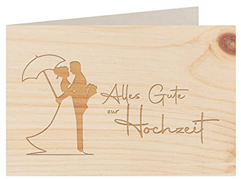 Holzgrußkarte - ALLES GUTE ZUR HOCHZEIT - 100% handmade in Österreich - Postkarte Glückwunschkarte Geschenkkarte Grußkarte Klappkarte Karte Einladung, Holzart:Zirbe